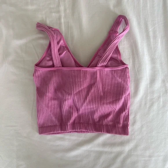 Pink Ribbed Knit Tank Top - Picture 2 of 2